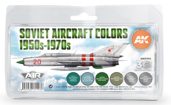 AK-Interactive: 3rd Gen Acrylics - AIR Series Soviet Aircraft Colors 1950s-1970s