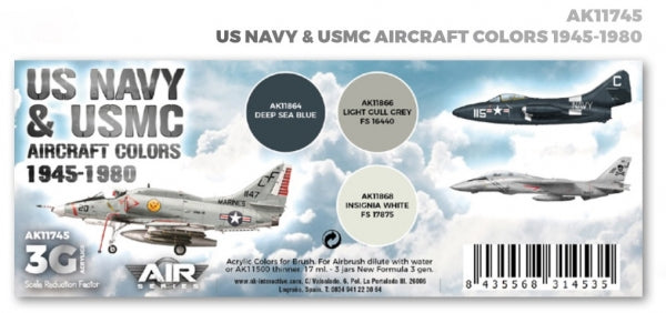 AK-Interactive: 3rd Gen Acrylics - AIR Series US Navy & USMC Aircraft Colors 1945-1980