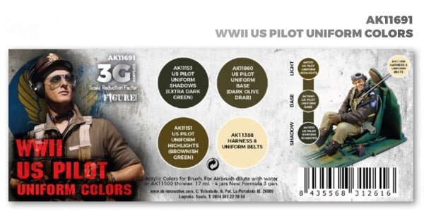 AK-Interactive: 3rd Gen Acrylics - WWII US Uniform Colors