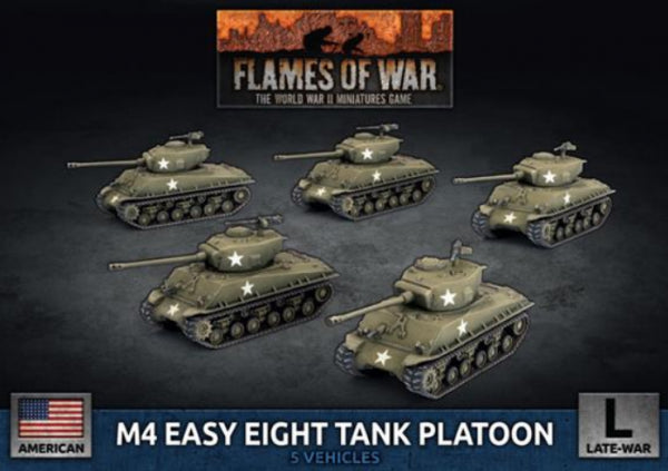 Flames Of War (WWII): (USA) M4 Easy Eight Platoon (76mm) (x5 Plastic)