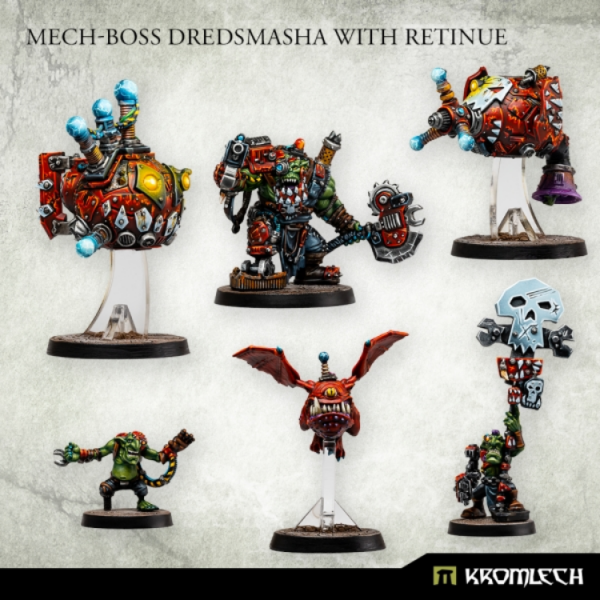 Kromlech Miniatures: Mech-Boss Dredsmasha with Retinue (6)