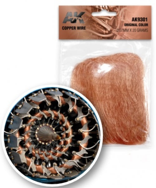 AK-Interactive: Copper Wire 0.07mm x 20 grams - Copper Color