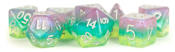 Metallic Dice: 16mm RESIN Polyhedral Dice Set - Layered Stardust Radiance (7)