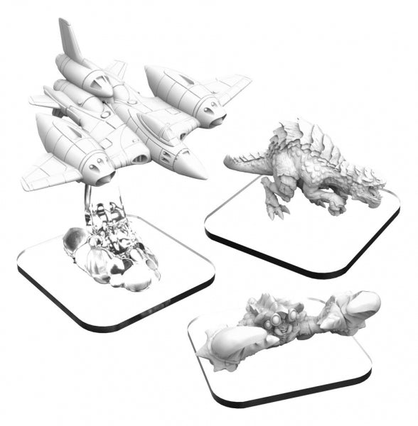 Monsterpocalypse: Raptix, Steel Shell Crab, Strike Fighter – Elite Protectors Units (metal)