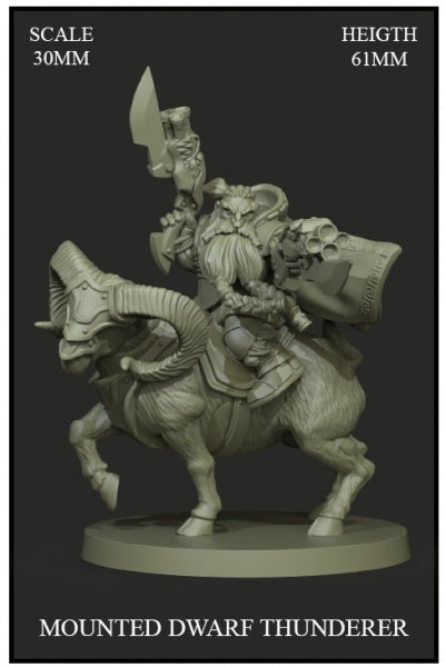 Yedharo Model Kit: Mounted Dwarf Thunderer (30mm Scale)