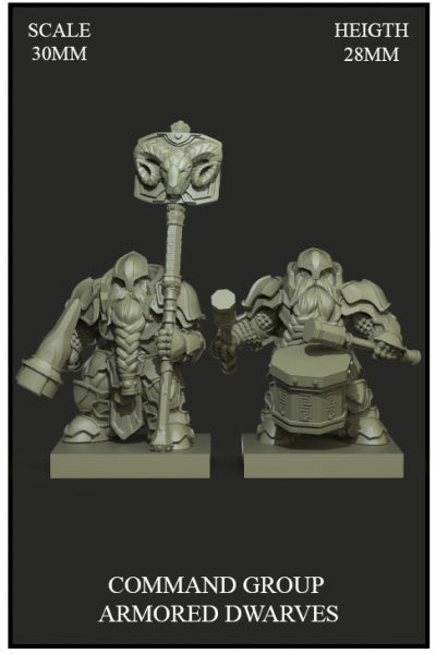 Yedharo Model Kit: Command Group Armored Dwarves (30mm Scale)