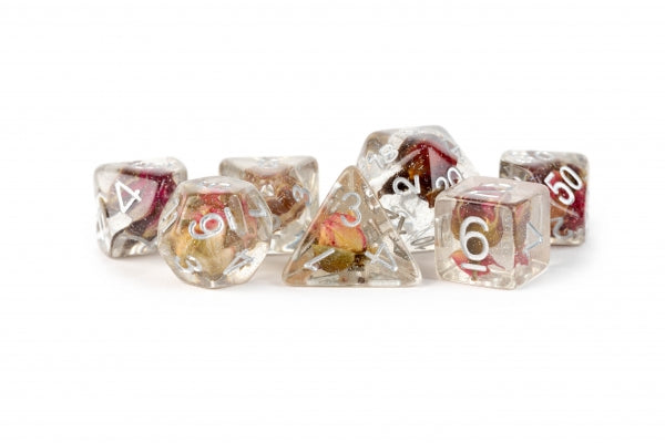 Metallic Dice: 16mm RESIN Polyhedral Dice Set - Rose (7)