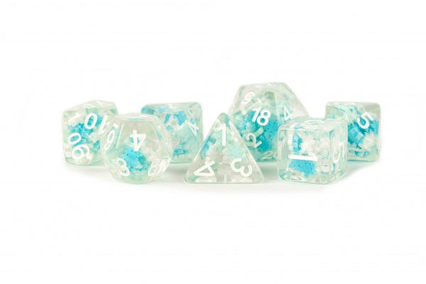 Metallic Dice: 16mm RESIN Polyhedral Dice Set - Snowflake (7)