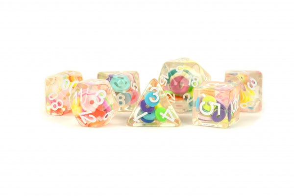 Metallic Dice: 16mm RESIN Polyhedral Dice Set - Critical Loops (7)