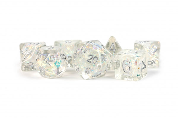 Metallic Dice: 16mm RESIN Polyhedral Dice Set - Rainbow Frost Dice (7)