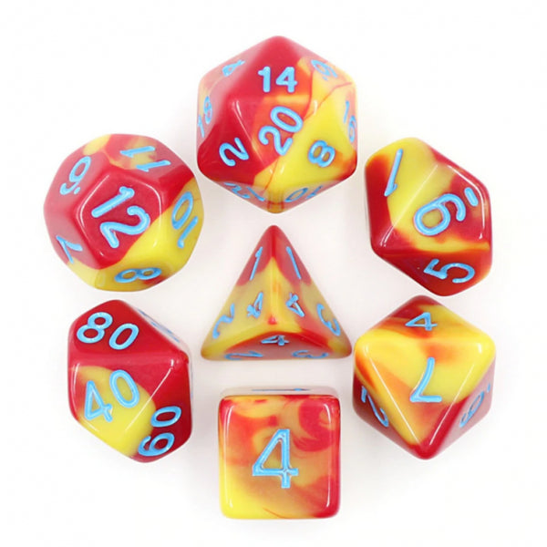 Polyhedral Dice Set: Ketchup & Mustard RPG Dice Set (7)