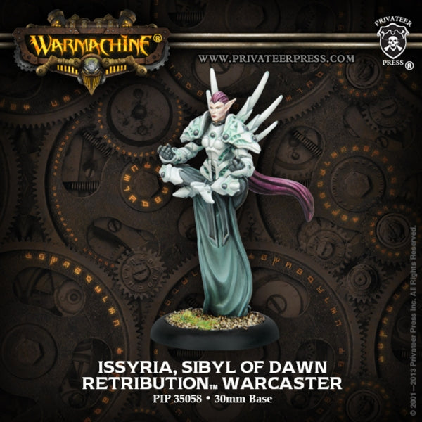 (Retribution Of Scyrah) Issyria, Sibyl of Dawn - Retribution Warcaster (White Metal)