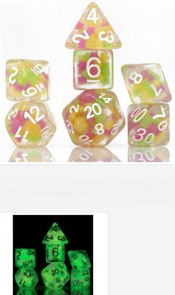 RPG Dice Set: Glowworm Melon Ball (7)