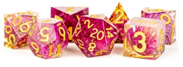 Handcrafted Sharp Edge Resin Dice Set: Thousand Day Red (7)
