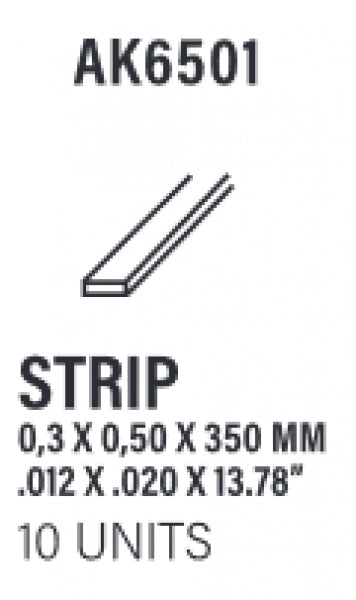 AK-Interactive: (Accessory) Styrene Strips 0.30 x 0.50 x 350mm (10)