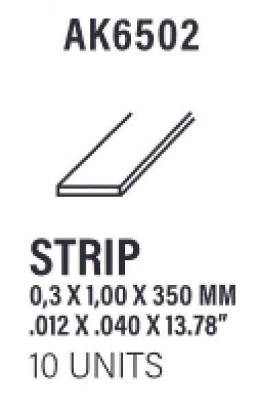 AK-Interactive: (Accessory) Styrene Strips 0.30 x 1.00 x 350mm (10)