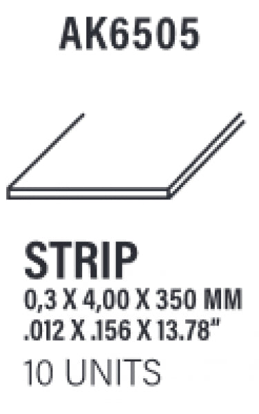 AK-Interactive: (Accessory) Styrene Strips 0.30 x 4.00 x 350mm (10)