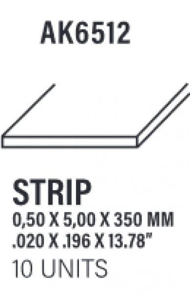 AK-Interactive: (Accessory) Styrene Strips 0.50 x 5.00 x 350mm (10)
