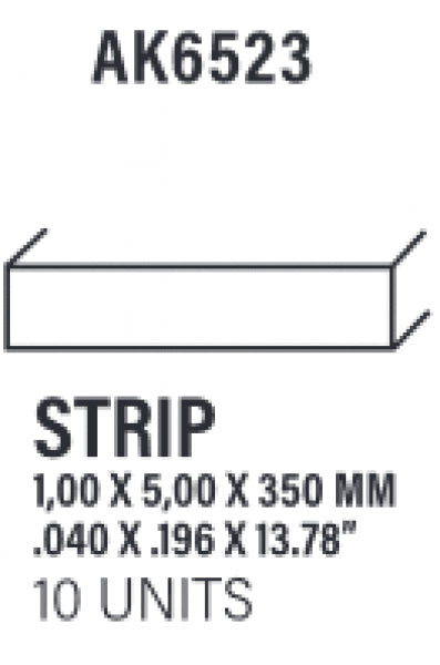 AK-Interactive: (Accessory) Styrene Strips 1.00 x 5.00 x 350mm (10)