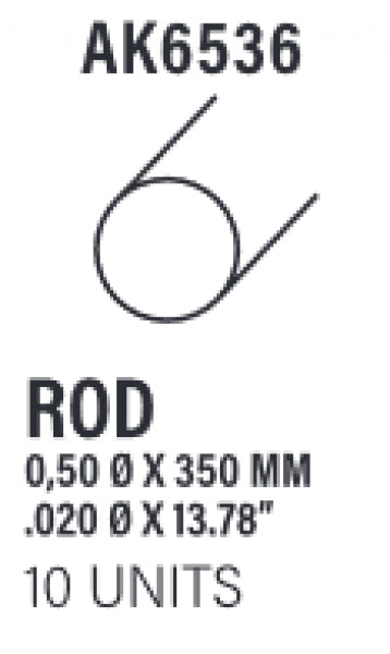 AK-Interactive: (Accessory) Styrene Rod 0.50 diameter x 350mm (10)