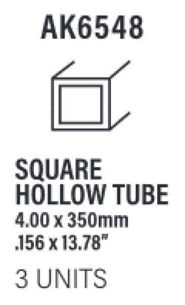 AK-Interactive: (Accessory) Styrene Square hollow tube 4.00x350mm (0,7mm) (3)