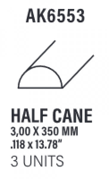 AK-Interactive: (Accessory) Styrene Half cane 3.00 x 350mm (3)