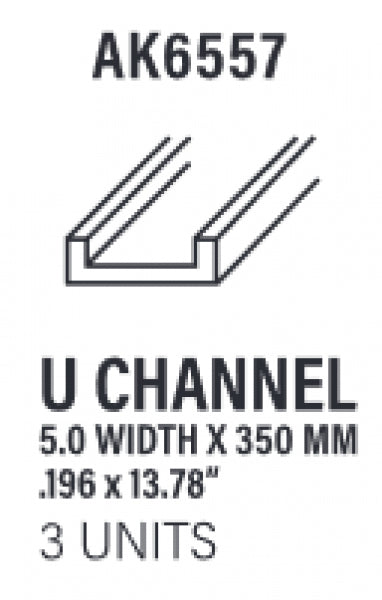 AK-Interactive: (Accessory) Styrene U Channel 5.0 width x 350mm (3)