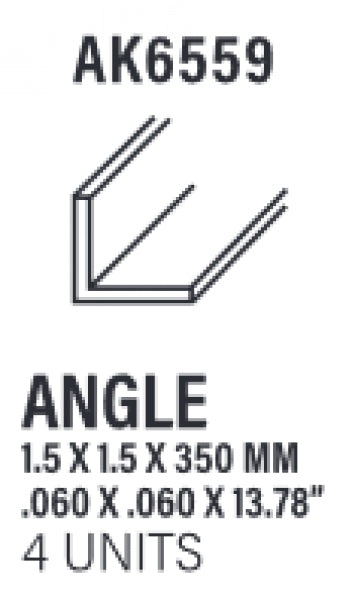 AK-Interactive: (Accessory) Styrene Angle 1.50 x 1.50 x 350mm (4)
