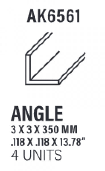 AK-Interactive: (Accessory) Styrene Angle 2.5 x 2.5 x 350mm (4)