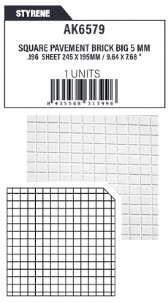 AK-Interactive: (Accessory) Textured Sheets Square Pavement Brick Big 5 MM/.196 Sheet 245x195mm (1)