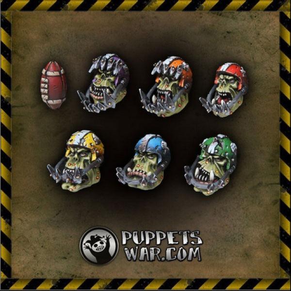 Puppetswar: (Accessory) Orc Football Team Heads (7 pcs)