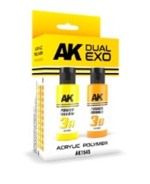 AK-Interactive: DUAL EXO Acrylic Paint Set - Power Yellow & Fusion Orange