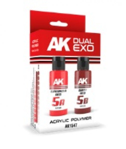 AK-Interactive: DUAL EXO Acrylic Paint Set - Supernova Red & Dirty Red
