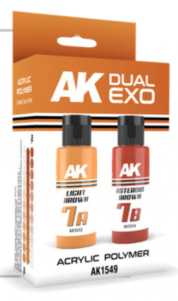 AK-Interactive: DUAL EXO Acrylic Paint Set - Light Brown & Asteroid Brown