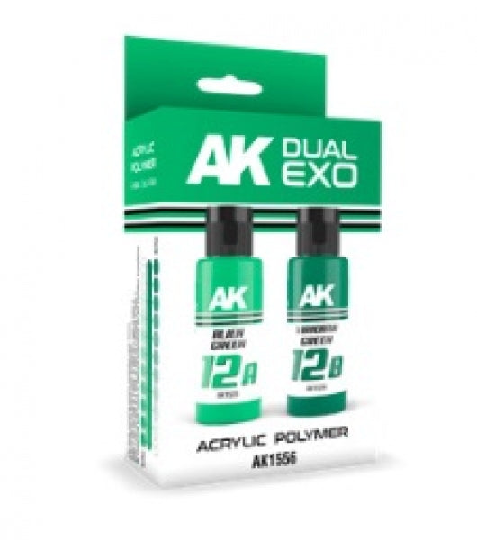 AK-Interactive: DUAL EXO Acrylic Paint Set - Alien Green & Viridian Green