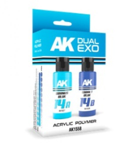 AK-Interactive: DUAL EXO Acrylic Paint Set - Uranus Blue & Cobalt Blue