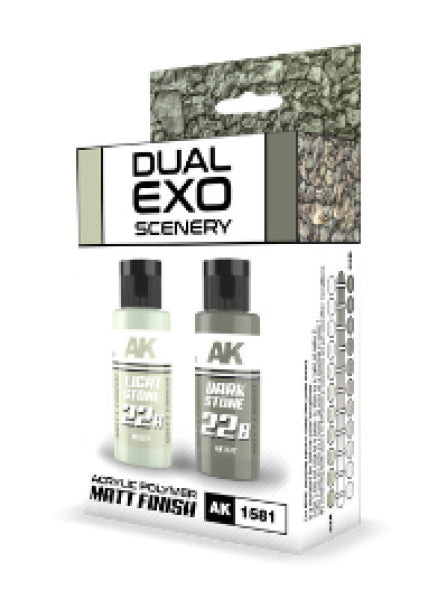 AK-Interactive: DUAL EXO Acrylic Paint Set (scenery) - Light Stone & Dark Stone
