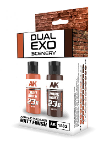 AK-Interactive: DUAL EXO Acrylic Paint Set (scenery) - Light Brick & Dark Brick
