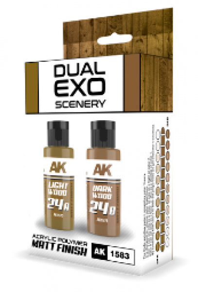 AK-Interactive: DUAL EXO Acrylic Paint Set (scenery) - Light Wood & Dark Wood