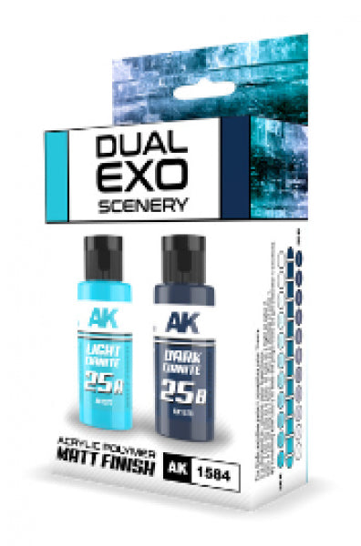 AK-Interactive: DUAL EXO Acrylic Paint Set (scenery) - Light Cianite & Dark Cianite
