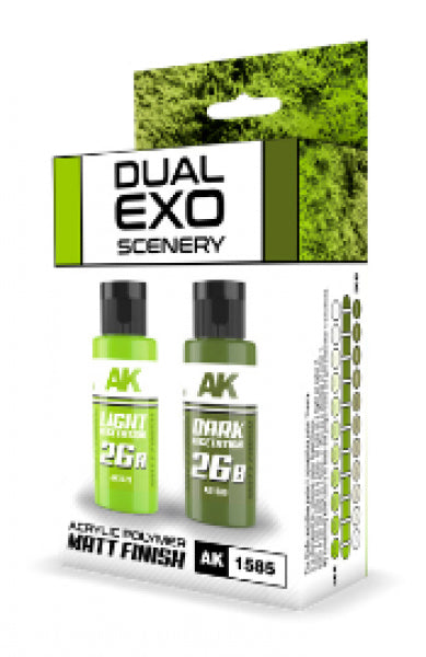 AK-Interactive: DUAL EXO Acrylic Paint Set (scenery) - Light Vegetation & Dark Vegetation