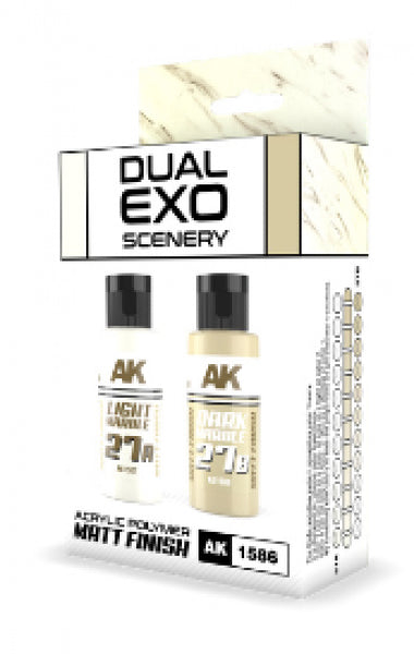 AK-Interactive: DUAL EXO Acrylic Paint Set (scenery) - Light Marble & Dark Marble