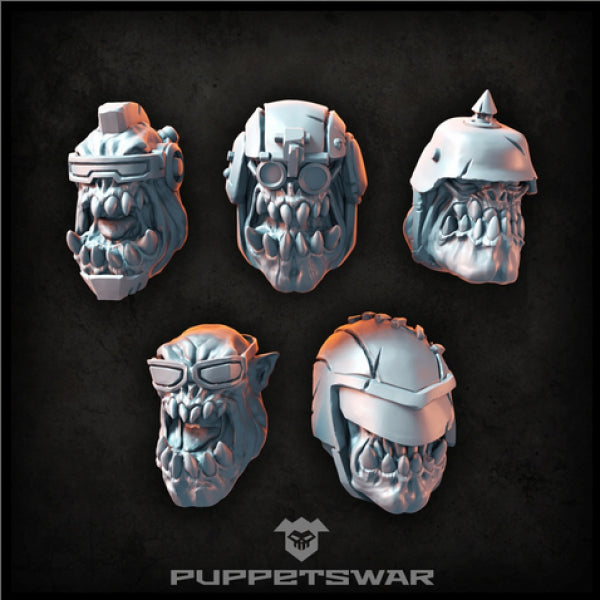 Puppetswar: (Accessory) Orc Biker Heads (5)