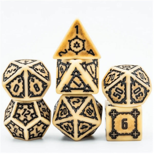 Polyhedral Dice Set: Huge Parchment Castle Dice Set - 25mm (7)