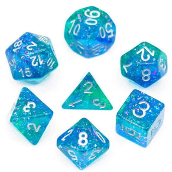 Polyhedral Dice Set: Ocean Glitter (7)
