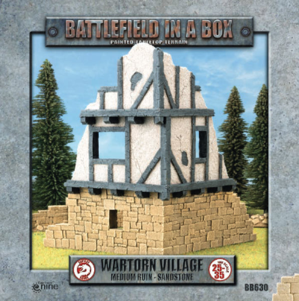 Battlefield in a Box: Wartorn Village Medium Ruin - Sandstone (x1)