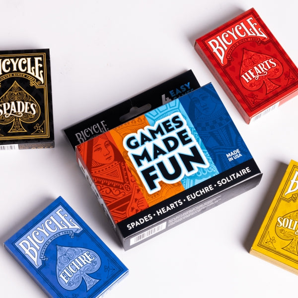 Bicycle Card Games: 4-Game Pack - Hearts, Spades, Euchre and Solitaire