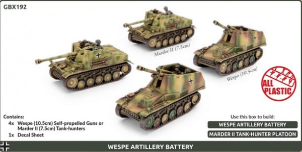 Flames Of War (WWII): (German) Wespe Artillery Battery (x4 Plastic)