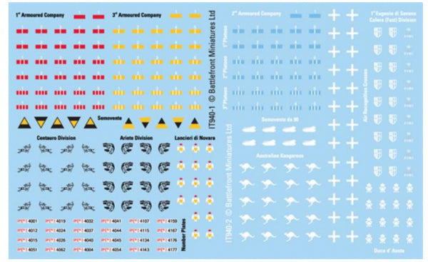 Flames Of War: Avanti - (Italy) Italian Decals Waterslide Transfers Compagnia Carri