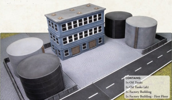 Battlefield in a Box: Pre-painted Terrain Bundle - Oil Tanks & Factory